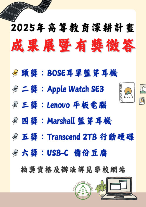 114年教育部高等教育深耕計畫成果展暨有獎徵答(科技大樓1樓) 11/5-11/12圖片